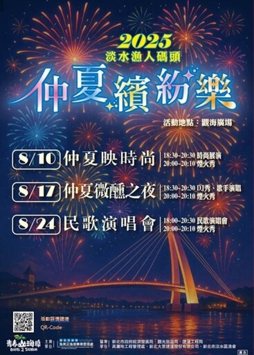 淡水漁人碼頭仲夏繽紛樂24日登場 蘆洲警交管呼籲搭大眾運輸