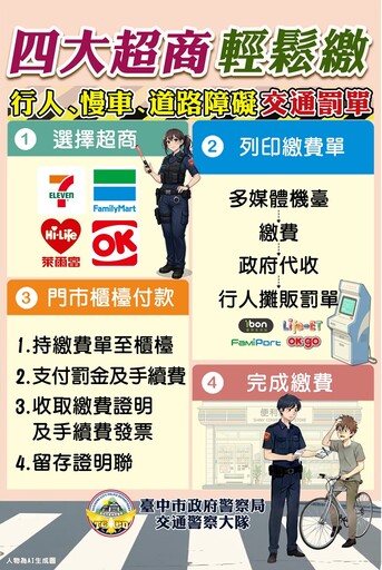 從容繳罰單不再趕時間! 警推便民新措施 「行人、慢車違規罰單」 12 月起超商可繳