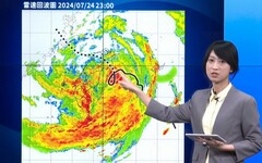 影音∕強颱凱米7/24深夜稍微減弱 略為加速往宜花交界移動