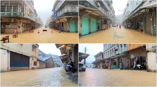 滂沱大雨直直落 宜蘭紛傳水災 南方澳成澤國