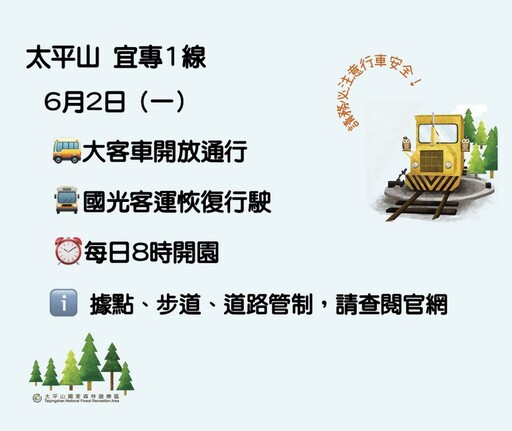 宜專一線搶修 太平山6/2起恢復大客車通行