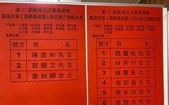 臺南市選舉委員會辦理第11屆區域立法委員選舉候選人姓名號次抽籤