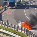 國2大園段火燒車 他提滅火器狂奔畫面曝