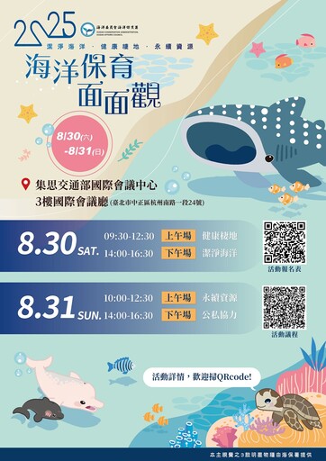 海保署「海洋保育面面觀」研討會8月底登場 參加資訊看這邊
