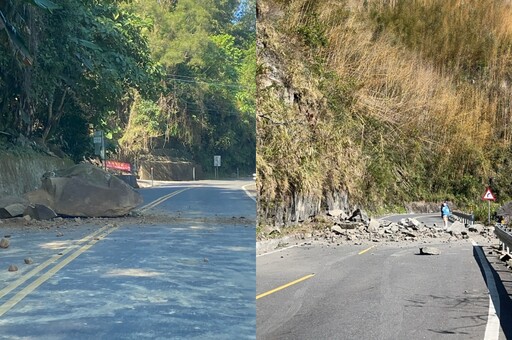 初二嘉義大埔5.6地震 山區公路落石畫面曝光