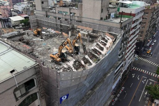 台中公園路工地鷹架傾斜 在高空搖搖欲墜緊急封路拆除