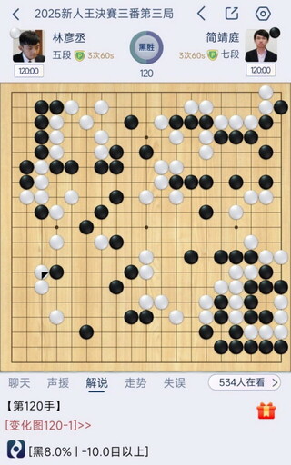 圍棋/榮耀終章!簡靖庭七段新人生涯最終戰 2:1擊退林彥丞勇奪新人王!