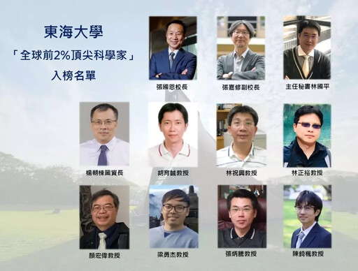 東海大學11位學者入選史丹佛「全球前2%頂尖科學家」榜單