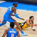 【NBA冠軍賽】哈利伯頓「無碰撞倒地」傷退、西亞肯扛大旗 半場溜馬48：47領先雷霆