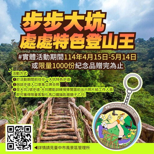 就愛遊大坑！ 中市觀旅局推大坑登山步道拍照兌好禮活動開跑