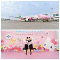 Hello Kitty彩繪機「粉萌機」首航高雄 引爆年節旅遊熱潮