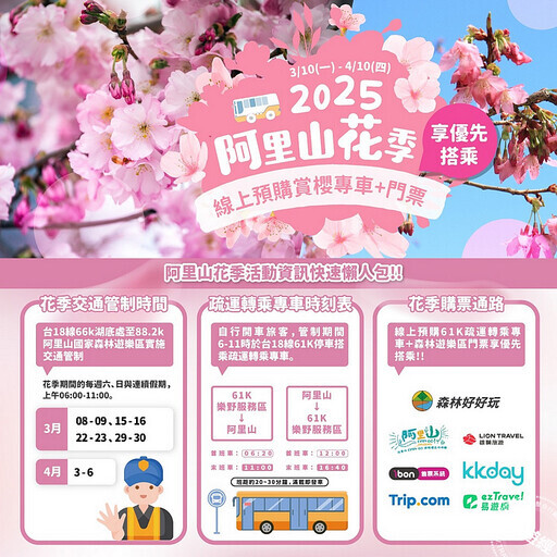 阿里山花季3月10日展開 感受追櫻賞花、星空日夜之美 - 旅遊經