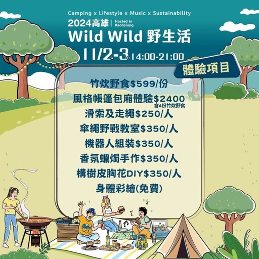 全台最大野營活動 在高雄！11/2、3體驗「Wild Wild野生活」