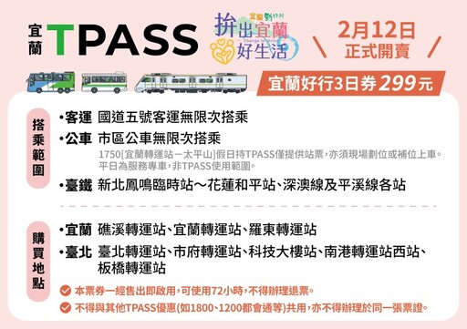 暢遊宜蘭新選擇！「宜蘭好行3日券」299元超值登場！