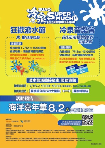 2025蘇澳潑水節7/12盛大登場!封街潑水+冷泉免費爽玩整天