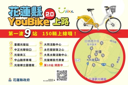 花蓮光復迎來首波YouBike!10大站點「騎」動災後新日常!