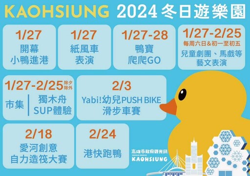 【2024 高雄燈會時間、交通攻略片】黃色小鴨拍攝點推薦！免費玩氣墊樂園晚上賞燈光秀