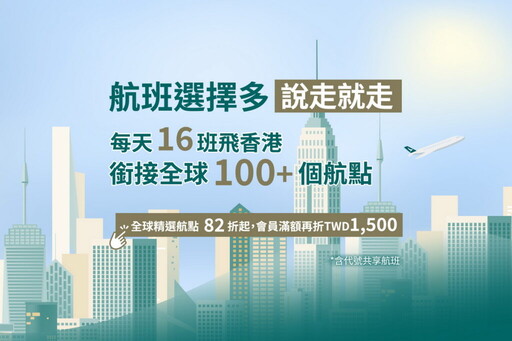 接軌全世界！國泰航空官網推春季優惠 全球70個精選航點最優82折