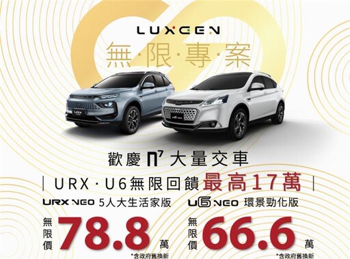 LUXGEN n⁷大量交車無限專案 回饋最高17萬